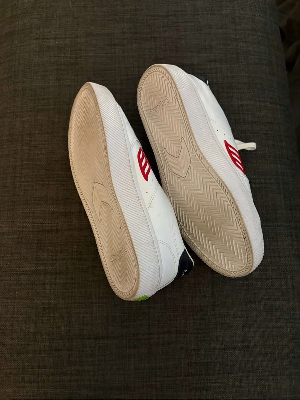 White Leather Sneakers with Red Accent